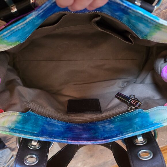 Custom-Colored Tie-Dye Genuine Leather Coach Purse - Picture 6 of 8